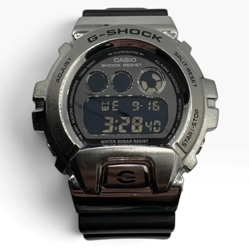 Casio G-Shock GM-6900-1 Silver Metal Digital Watch Black Resin 3230 200M